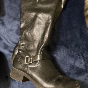 Black Faux Leather Heeled Boots